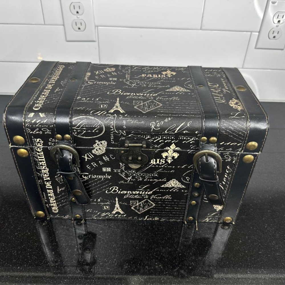Decorative Box Chest Paris Jewelry Storage Trunk Vintage Decor